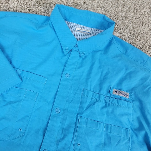 Columbia Other - Columbia PFG Omni Shade Mens 2XL Blue Vented Button Down Short Sleeve Fishing